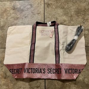 Victorias Secret Pink Glitter Tote Bag